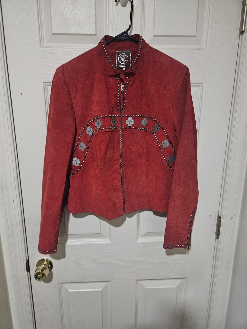 Double D Ranch Red Suede Studded Zip-Front Jacket Sz M - Picture 2 of 8